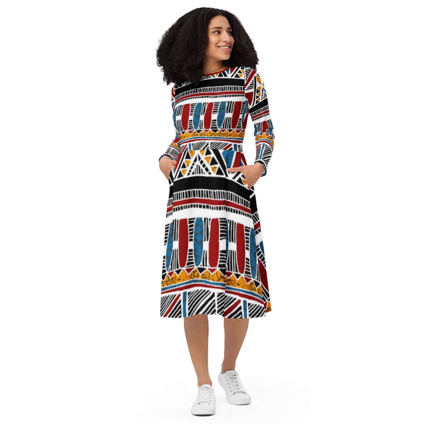 Lux&Life 'Amani' long sleeve midi dress