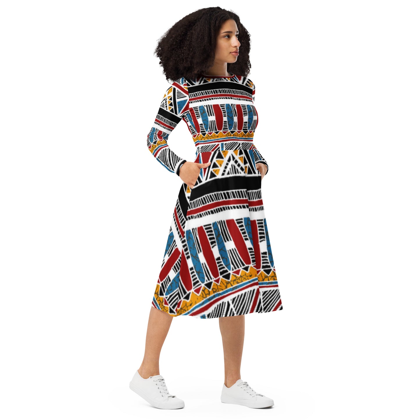 Lux&Life 'Amani' long sleeve midi dress